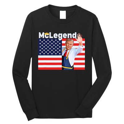 Mclegend Donald Trump Fast Food Worker French Fries Usa Flag Long Sleeve Shirt