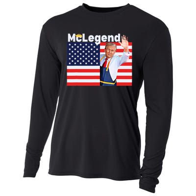 Mclegend Donald Trump Fast Food Worker French Fries Usa Flag Cooling Performance Long Sleeve Crew