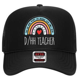 Matching Dhh Teacher Deaf Hard Of Hearing Asl Sped School High Crown Mesh Back Trucker Hat