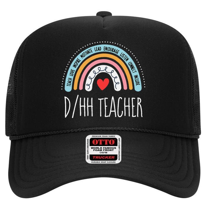 Matching Dhh Teacher Deaf Hard Of Hearing Asl Sped School High Crown Mesh Back Trucker Hat