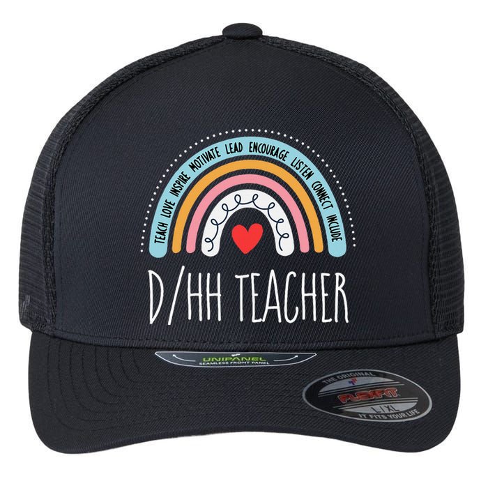 Matching Dhh Teacher Deaf Hard Of Hearing Asl Sped School Flexfit Unipanel Trucker Cap