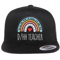 Matching Dhh Teacher Deaf Hard Of Hearing Asl Sped School Flat Bill Trucker Hat