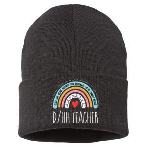 Matching Dhh Teacher Deaf Hard Of Hearing Asl Sped School Sustainable Knit Beanie