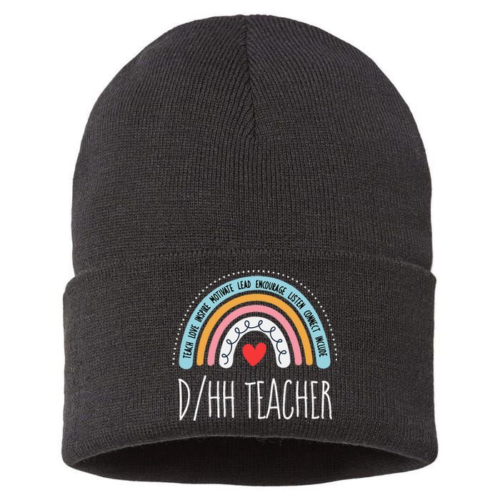 Matching Dhh Teacher Deaf Hard Of Hearing Asl Sped School Sustainable Knit Beanie