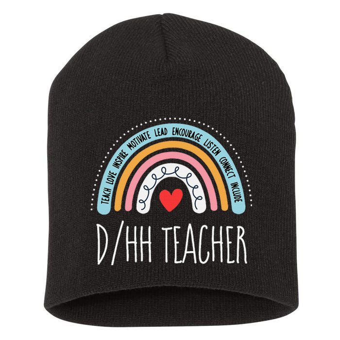 Matching Dhh Teacher Deaf Hard Of Hearing Asl Sped School Short Acrylic Beanie