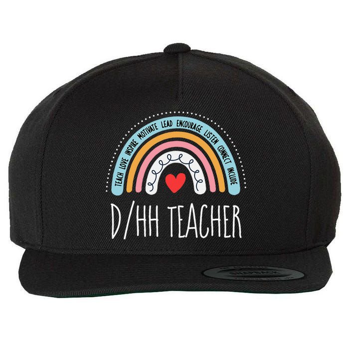 Matching Dhh Teacher Deaf Hard Of Hearing Asl Sped School Wool Snapback Cap