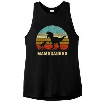 Mama Dinosaur T Rex Mamasaurus Matching Family Christmas Great Gift Ladies PosiCharge Tri-Blend Wicking Tank