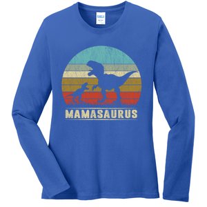 Mama Dinosaur T Rex Mamasaurus Matching Family Christmas Great Gift Ladies Long Sleeve Shirt