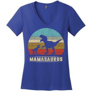 Mama Dinosaur T Rex Mamasaurus Matching Family Christmas Great Gift Women's V-Neck T-Shirt