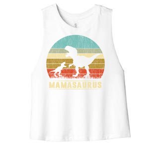 Mama Dinosaur T Rex Mamasaurus Matching Family Christmas Great Gift Women's Racerback Cropped Tank