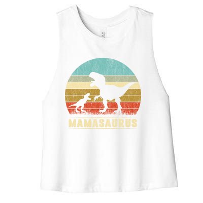 Mama Dinosaur T Rex Mamasaurus Matching Family Christmas Great Gift Women's Racerback Cropped Tank