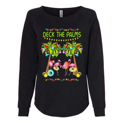 M3ed Deck The Palms Merry Xmas Christmas Flamingo Pajama Gift Womens California Wash Sweatshirt