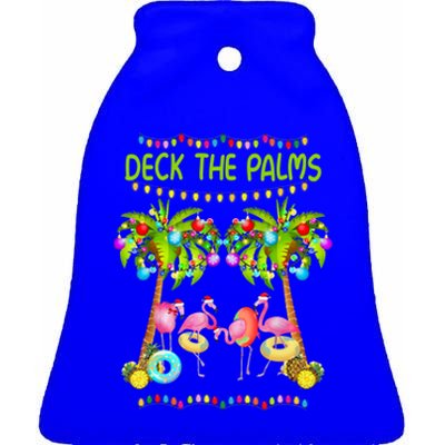 M3ed Deck The Palms Merry Xmas Christmas Flamingo Pajama Gift Ceramic Bell Ornament