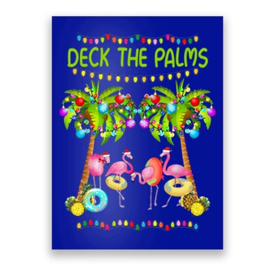 M3ed Deck The Palms Merry Xmas Christmas Flamingo Pajama Gift Poster