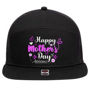 Mother's Day T For Best Mom 7 Panel Mesh Trucker Snapback Hat