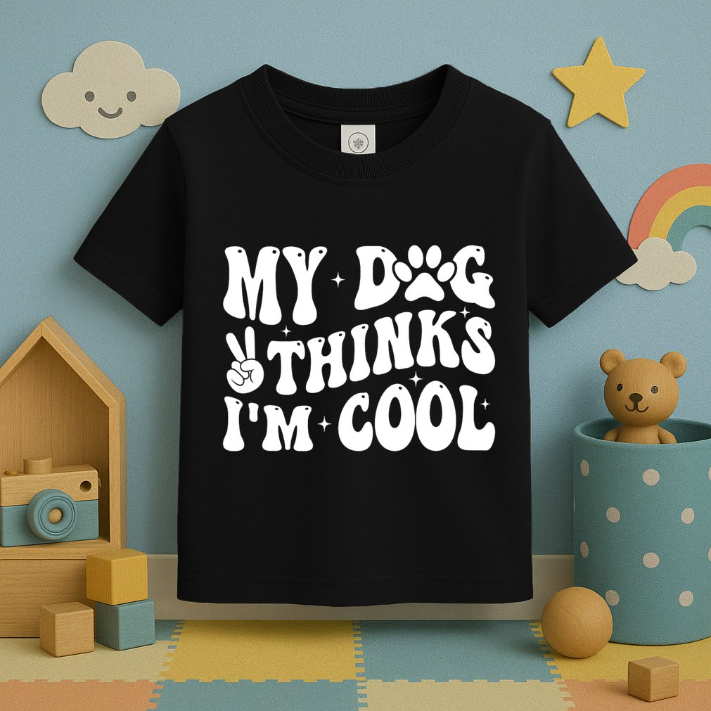 My Dog Thinks I’M Cool Funny Toddler T-Shirt