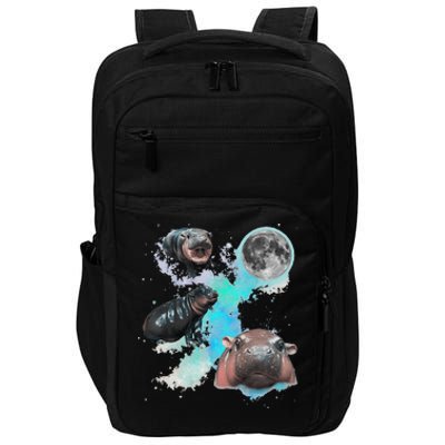 Moo Deng Three Moo Deng Moon Funny Hippo Gift Impact Tech Backpack