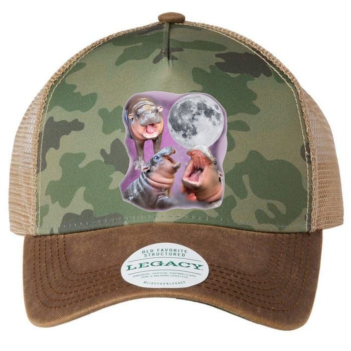Moo Deng Three Moo Deng Moon Funny Hippo Legacy Tie Dye Trucker Hat