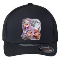 Moo Deng Three Moo Deng Moon Funny Hippo Flexfit Unipanel Trucker Cap