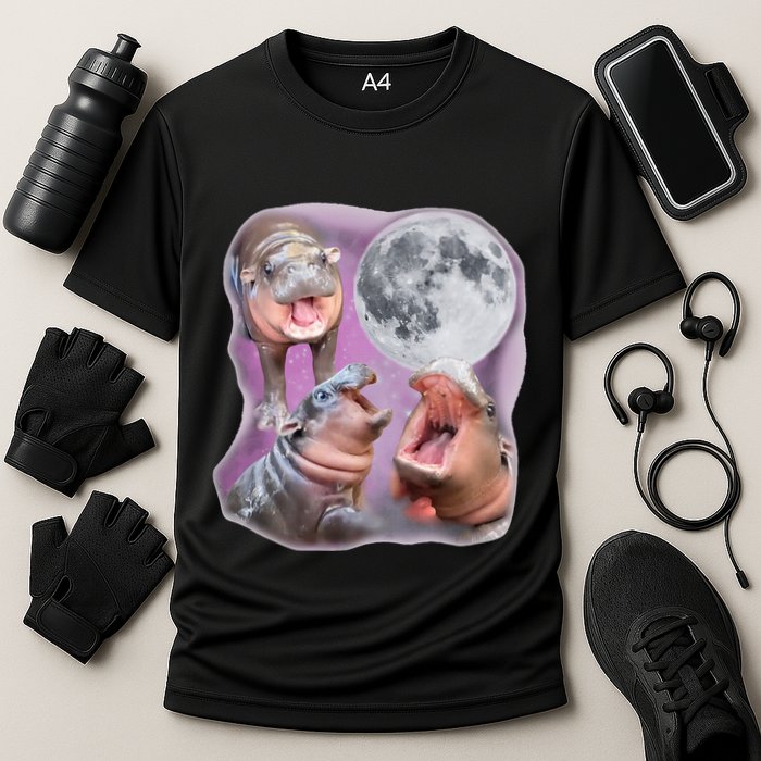 Moo Deng Three Moo Deng Moon Funny Hippo Performance Shirt