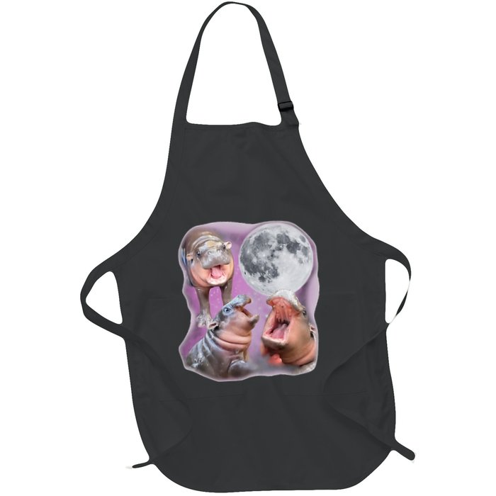 Moo Deng Three Moo Deng Moon Funny Hippo Apron