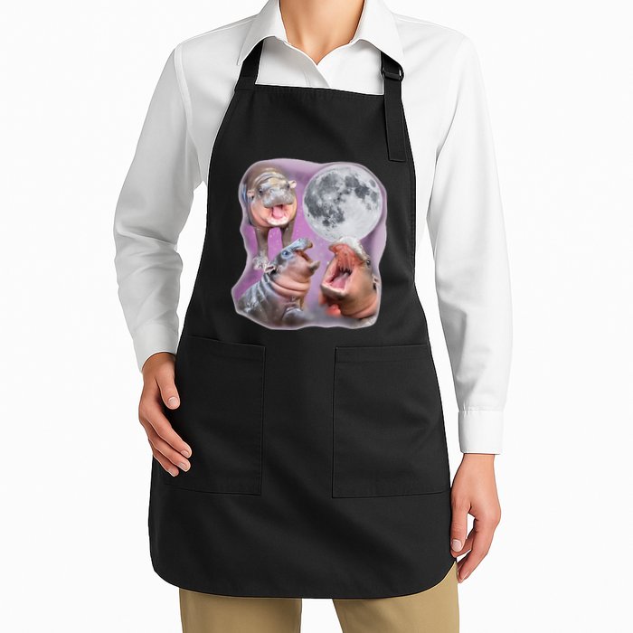 Moo Deng Three Moo Deng Moon Funny Hippo Apron