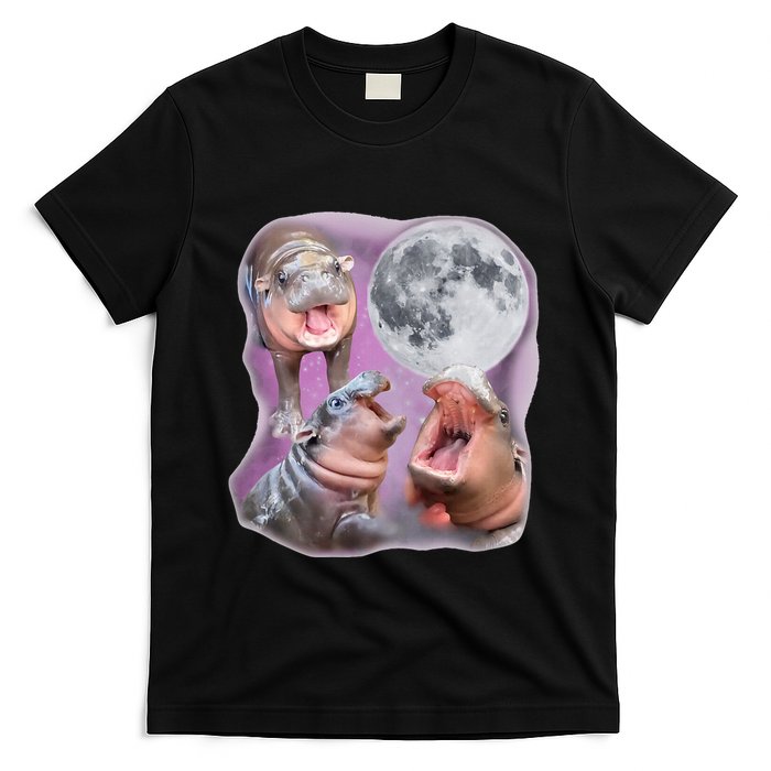 Moo Deng Three Moo Deng Moon Funny Hippo T-Shirt