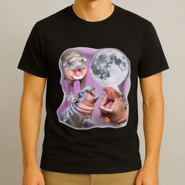 Moo Deng Three Moo Deng Moon Funny Hippo T-Shirt