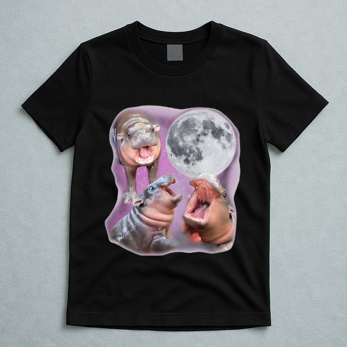 Moo Deng Three Moo Deng Moon Funny Hippo T-Shirt