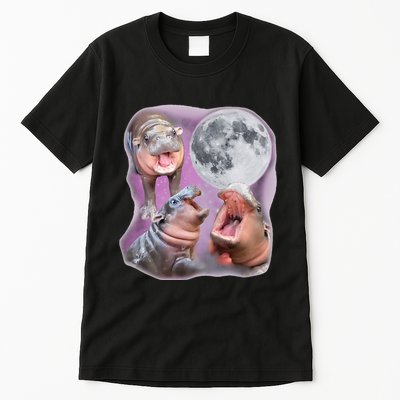 Moo Deng Three Moo Deng Moon Funny Hippo Tall T-Shirt