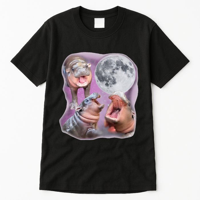 Moo Deng Three Moo Deng Moon Funny Hippo Tall T-Shirt