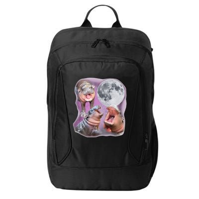 Moo Deng Three Moo Deng Moon Funny Hippo City Backpack