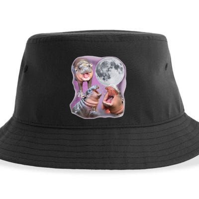 Moo Deng Three Moo Deng Moon Funny Hippo Sustainable Bucket Hat