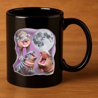 Moo Deng Three Moo Deng Moon Funny Hippo 11oz C Handle Ceramic Mug