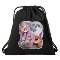 Moo Deng Three Moo Deng Moon Funny Hippo Drawstring Bag