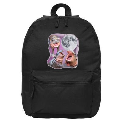 Moo Deng Three Moo Deng Moon Funny Hippo 16 in Basic Backpack