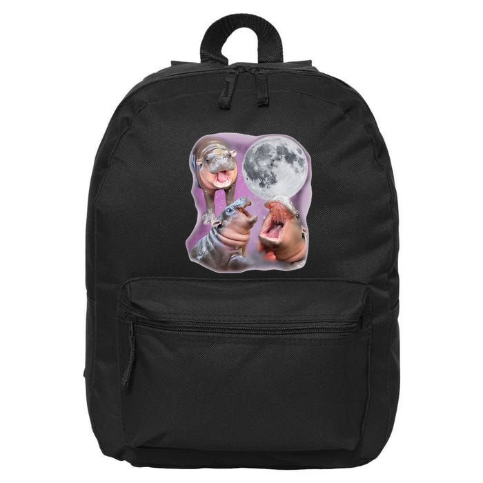 Moo Deng Three Moo Deng Moon Funny Hippo 16 in Basic Backpack