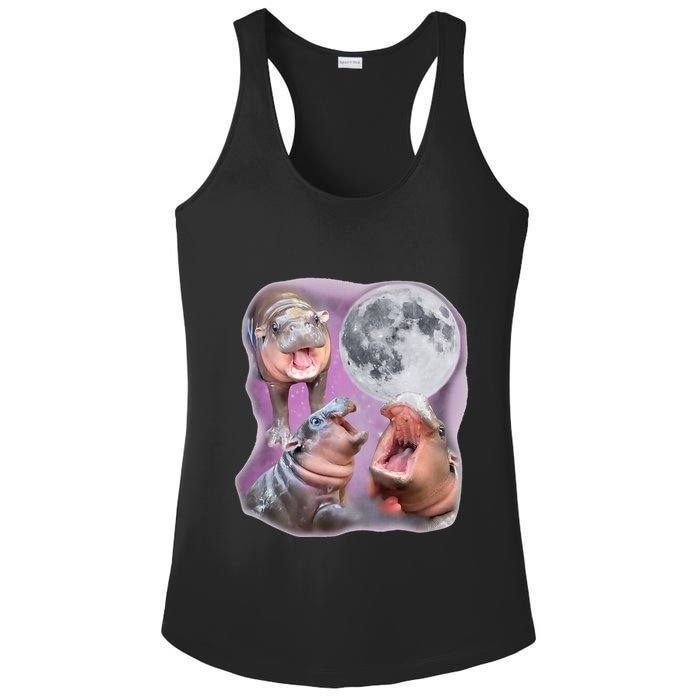 Moo Deng Three Moo Deng Moon Funny Hippo Ladies PosiCharge Competitor Racerback Tank