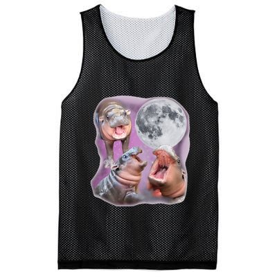 Moo Deng Three Moo Deng Moon Funny Hippo Mesh Reversible Basketball Jersey Tank