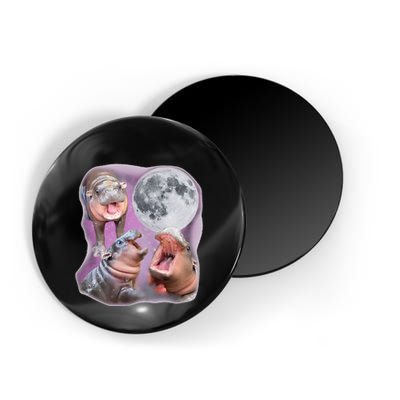 Moo Deng Three Moo Deng Moon Funny Hippo Magnet
