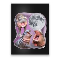 Moo Deng Three Moo Deng Moon Funny Hippo Poster
