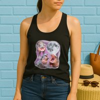 Moo Deng Three Moo Deng Moon Funny Hippo Womens Tank Top