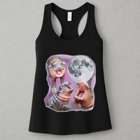Moo Deng Three Moo Deng Moon Funny Hippo Womens Tank Top