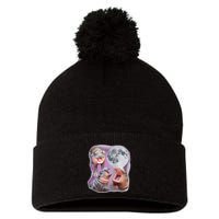 Moo Deng Three Moo Deng Moon Funny Hippo Pom Pom 12in Knit Beanie