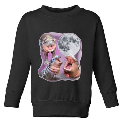 Moo Deng Three Moo Deng Moon Funny Hippo Toddler Sweatshirt