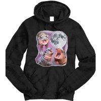 Moo Deng Three Moo Deng Moon Funny Hippo Tie Dye Hoodie