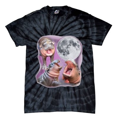 Moo Deng Three Moo Deng Moon Funny Hippo Tie-Dye T-Shirt