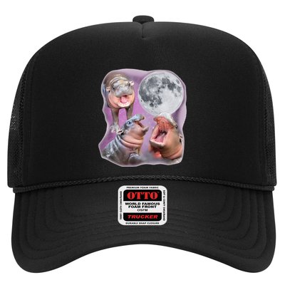 Moo Deng Three Moo Deng Moon Funny Hippo Trucker Hat