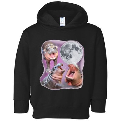 Moo Deng Three Moo Deng Moon Funny Hippo Toddler Hoodie