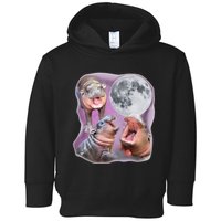 Moo Deng Three Moo Deng Moon Funny Hippo Toddler Hoodie